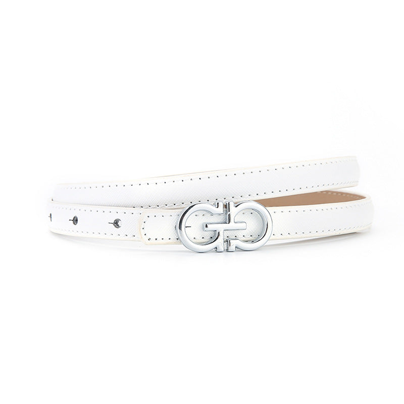 genuine leather designer waist belt-white - KALONBD.COM