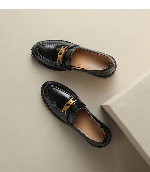 Thick heel metal buckle loafers - KALONBD.COM