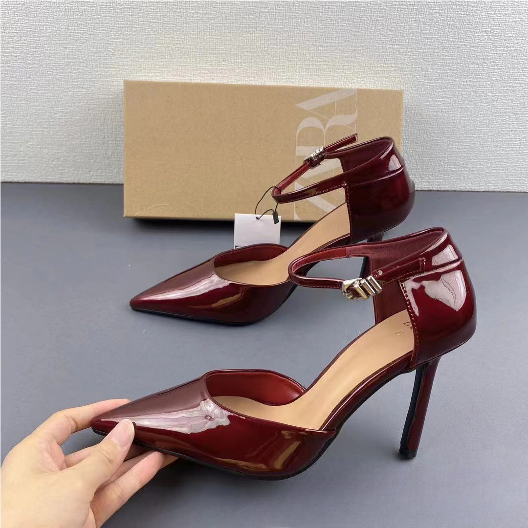 Kalonbd ZA25 Red Ankle Strap heels