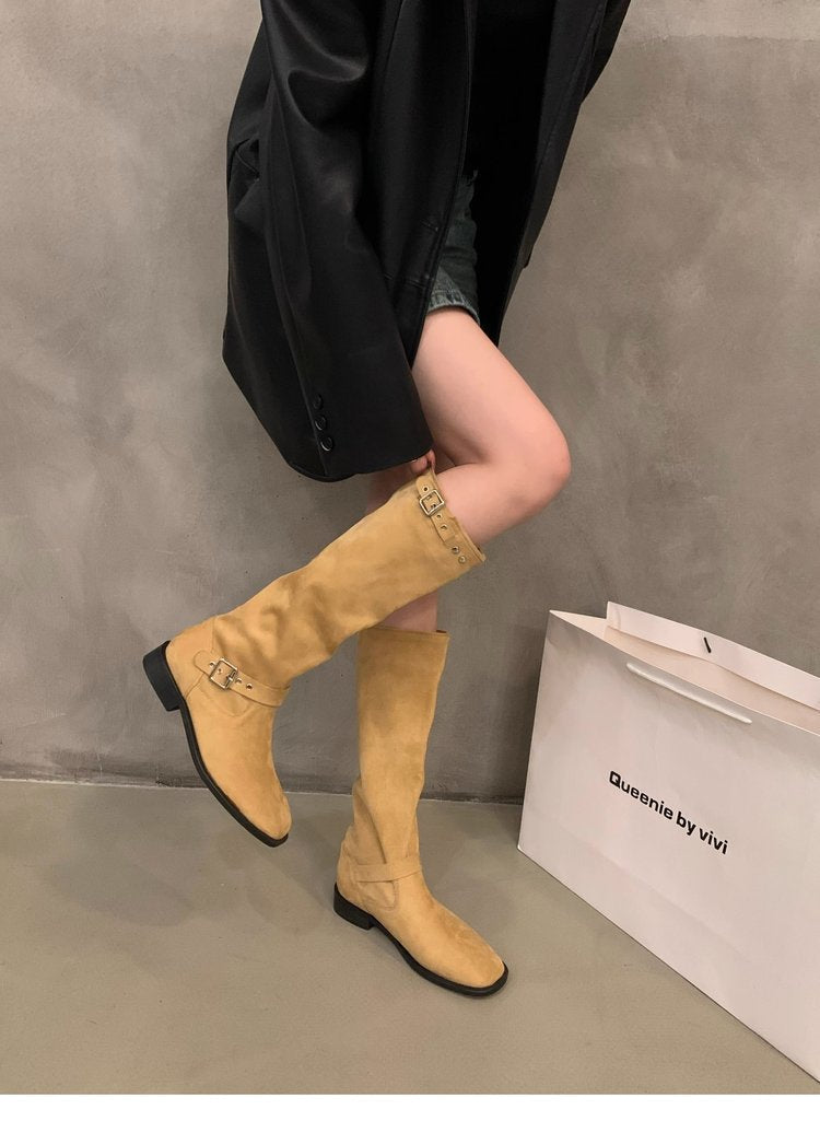 retro suede calf knight boot - KALONBD.COM