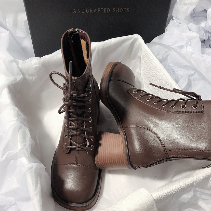 KalonBd Thick heeled retro Martin boots - KALONBD.COM