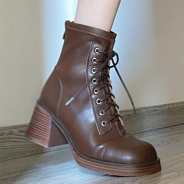 KalonBd Thick heeled retro Martin boots - KALONBD.COM