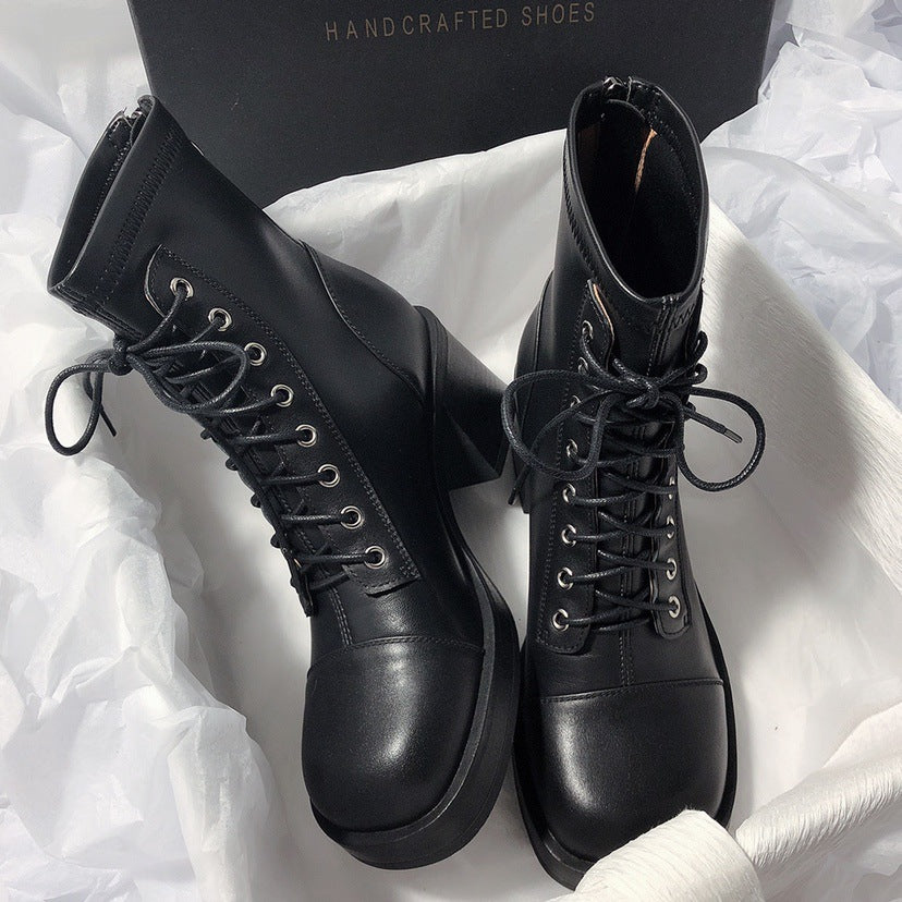 KalonBd Thick heeled retro Martin boots - KALONBD.COM