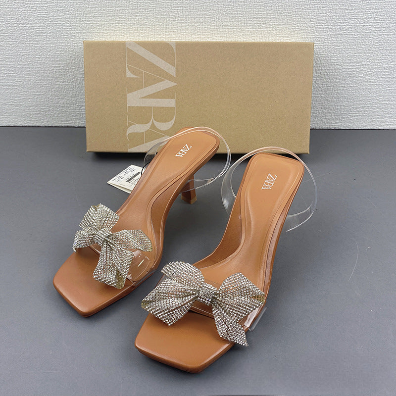 Kalonbd Rhinestone Bowknot High Heels - KALONBD.COM