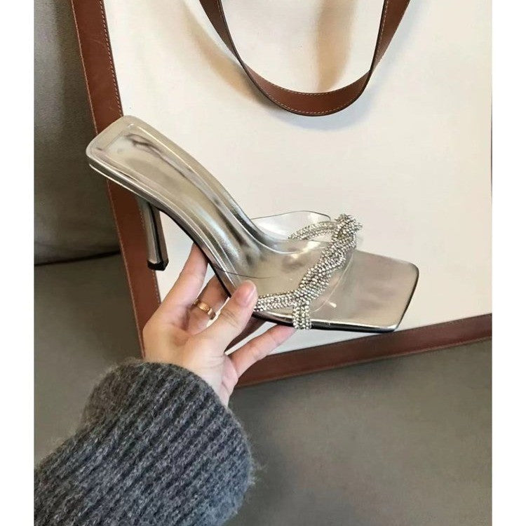Silver glossy inlaid French heel - KALONBD.COM