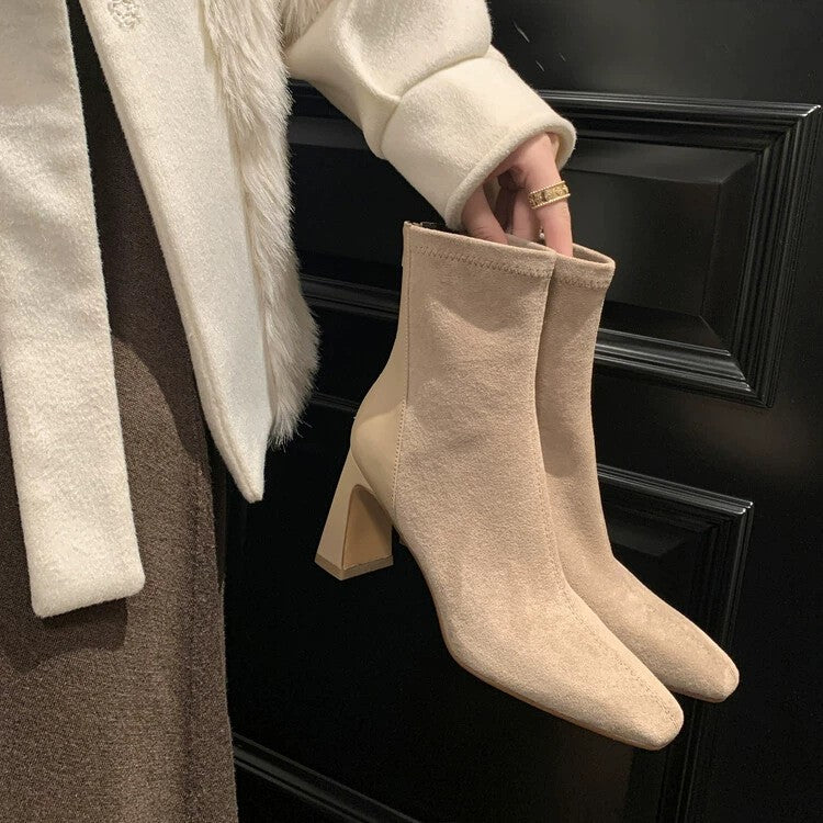 KalonBd French square toe thick boots - KALONBD.COM