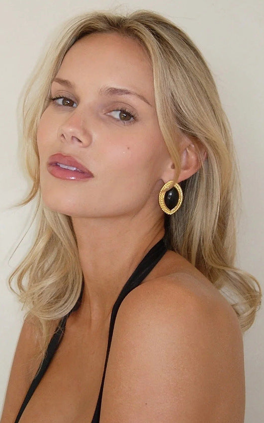 American stainless steel black earrings - KALONBD.COM