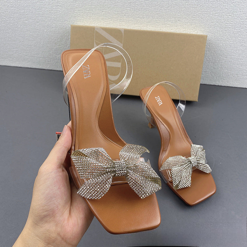 Kalonbd Rhinestone Bowknot High Heels - KALONBD.COM