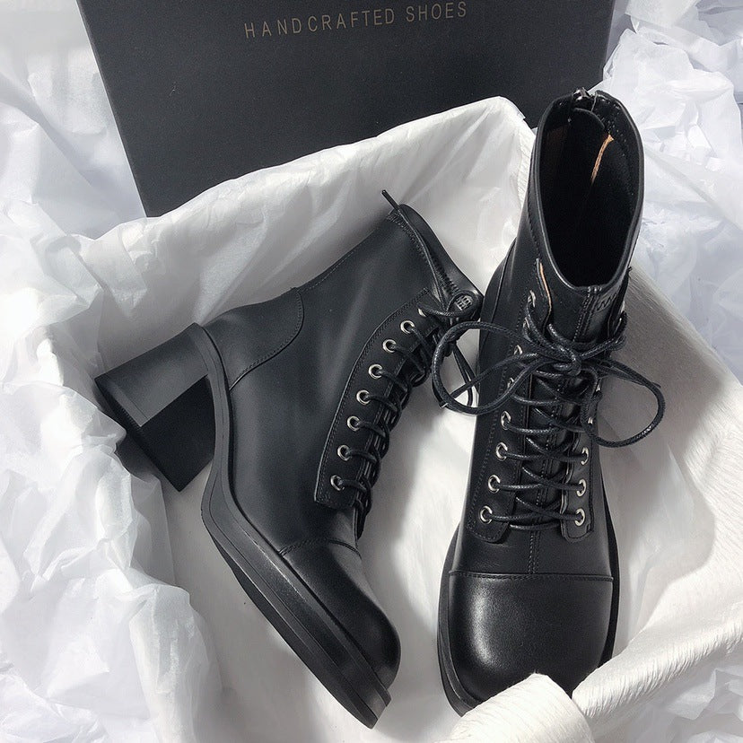 KalonBd Thick heeled retro Martin boots - KALONBD.COM