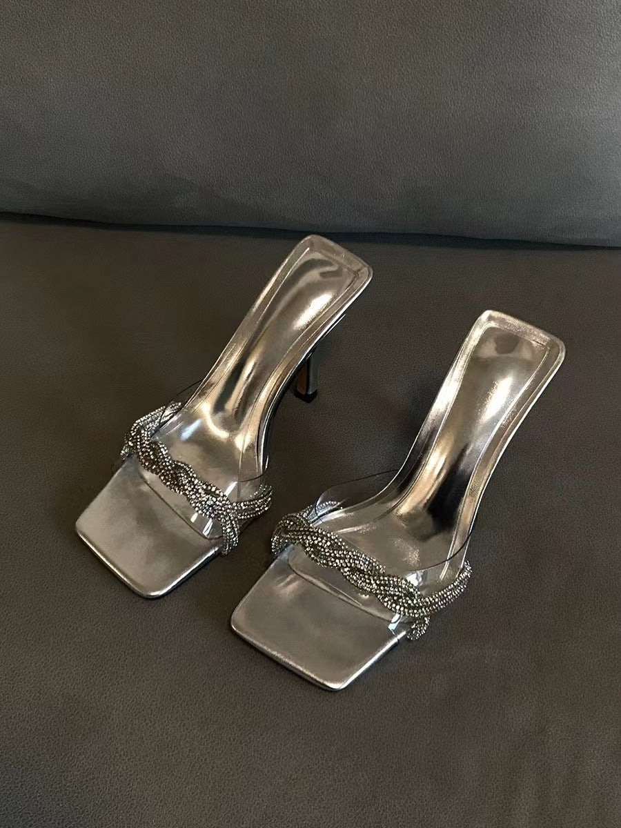 Silver glossy inlaid French heel - KALONBD.COM
