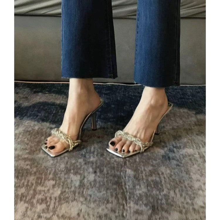 Silver glossy inlaid French heel - KALONBD.COM