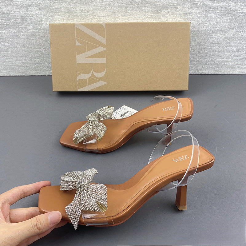 Kalonbd Rhinestone Bowknot High Heels - KALONBD.COM