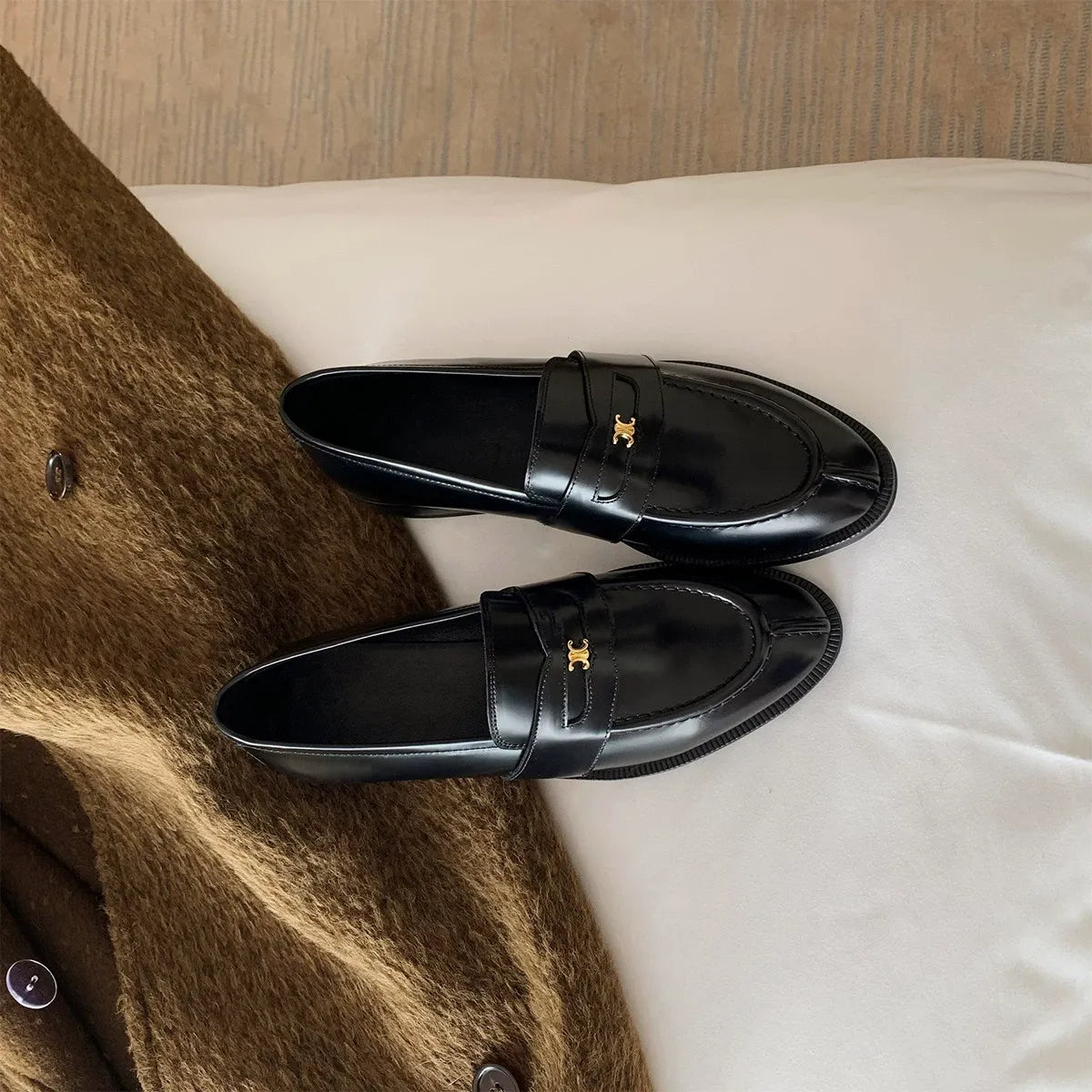 Kalonbd Women's Platform Leather Loafers(Pre-book)
