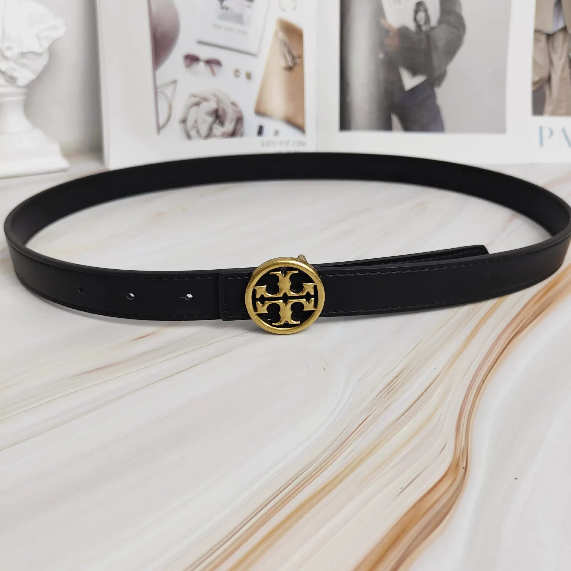 Kalonbd TB letter waist belt-Black(Pre-book) - KALONBD.COM
