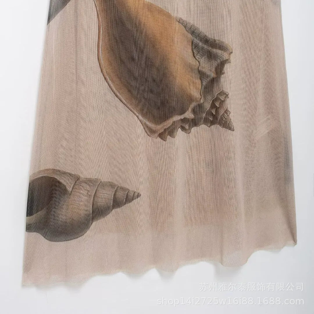 KalonBd Shell Print Tulle Dress