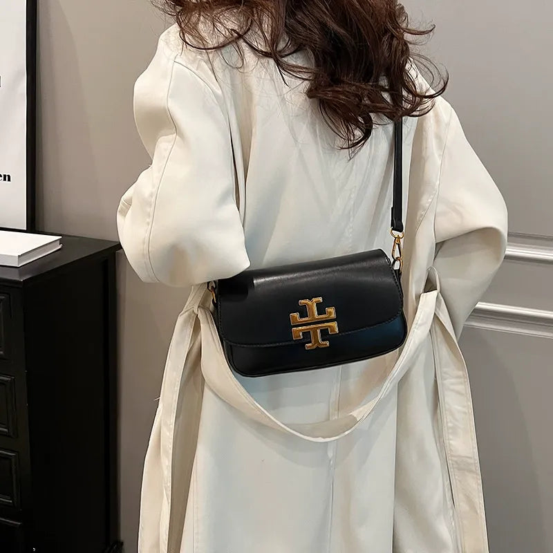 Kalonbd retro one-shoulder handbags- Black