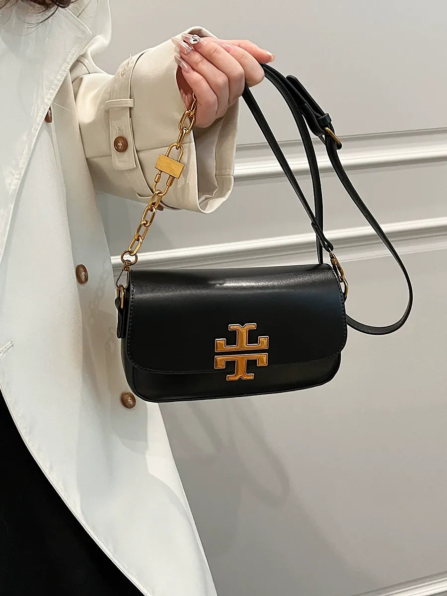 Kalonbd retro one-shoulder handbags- Black