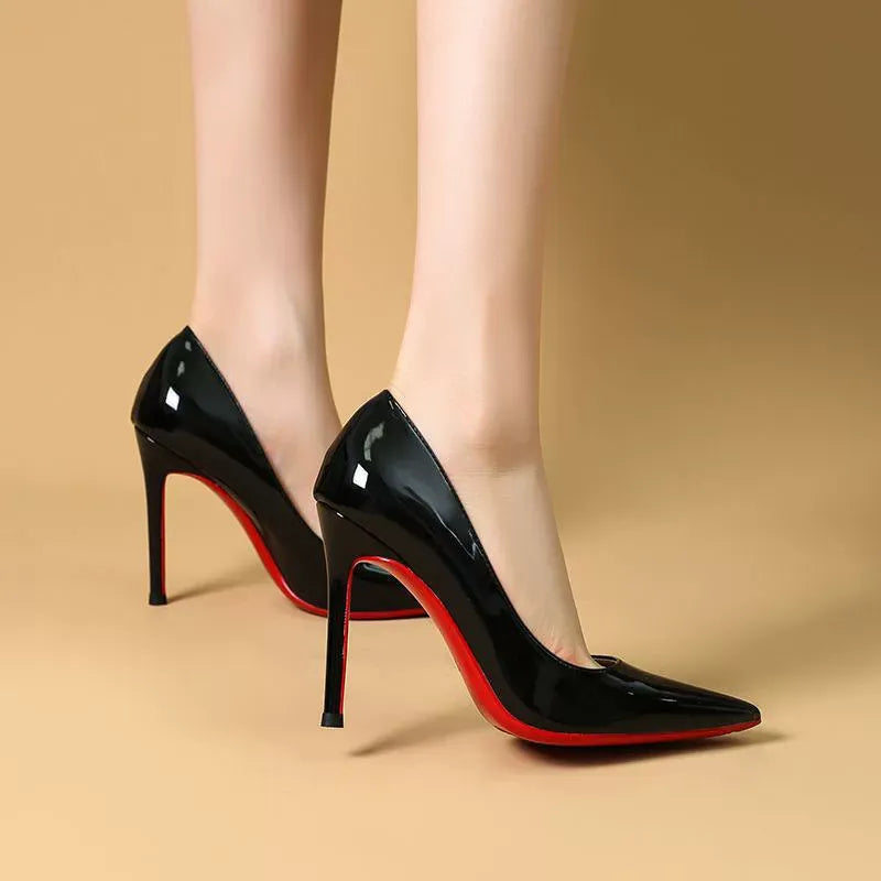 KalonBd Pointed Black Patent Leather Heels - KALONBD.COM
