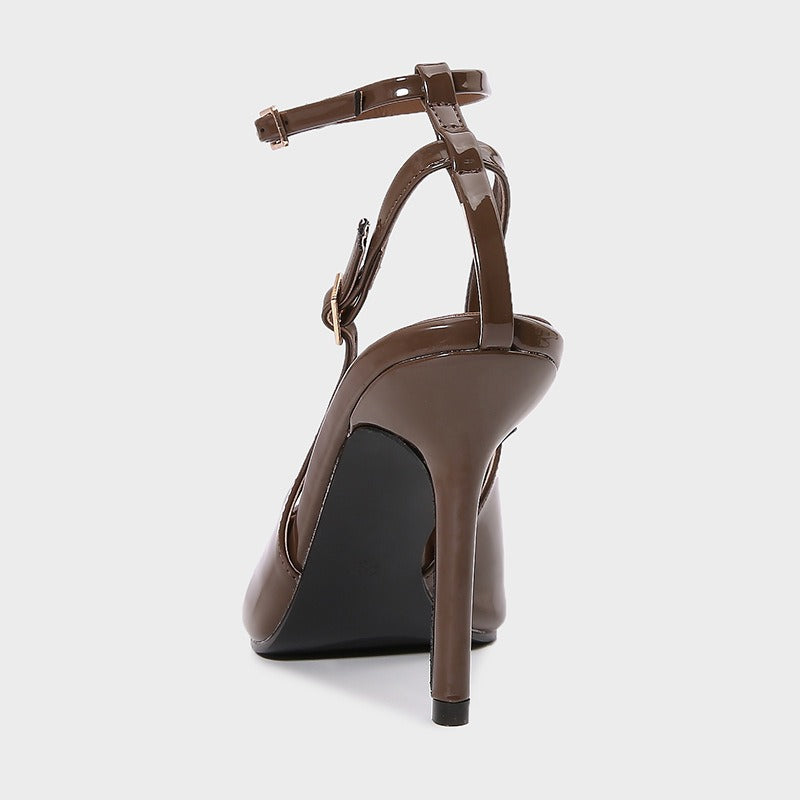 KalonBd Khaki Patent Leather Heel(Pre-book) - KALONBD.COM