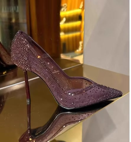 Kalonbd Purple-Red Rhinestone Pointed Heel (Pre-book)