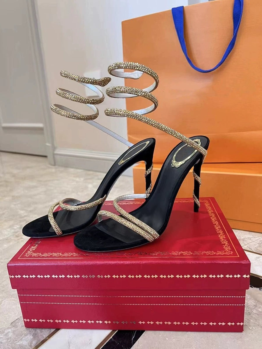 KalonBd Rhinestone snake-shaped high heels(Pre-Book)