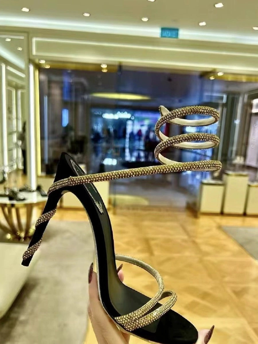 KalonBd Rhinestone snake-shaped high heels(Pre-Book)
