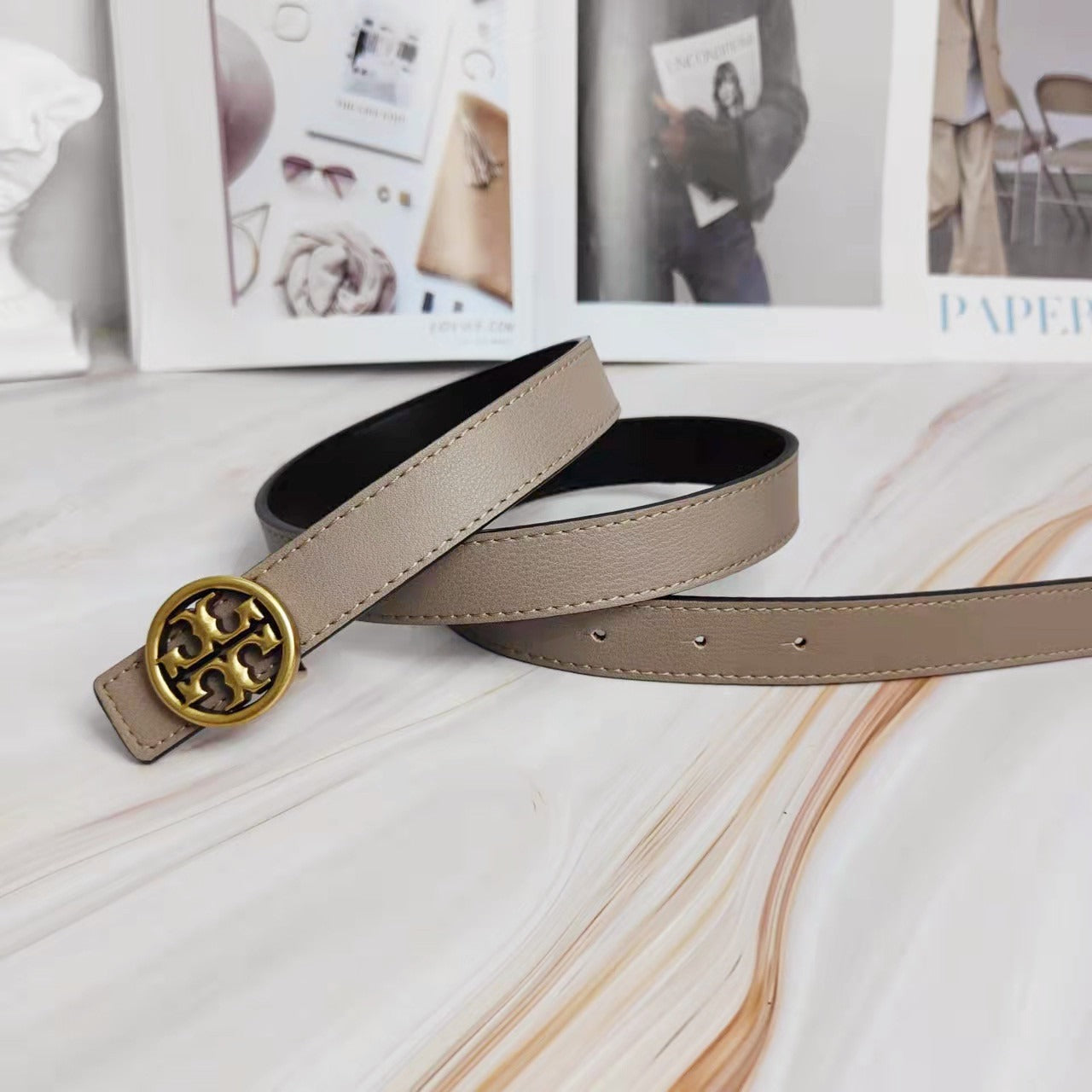 Kalonbd TB letter waist belt- Gray(Pre-book) - KALONBD.COM