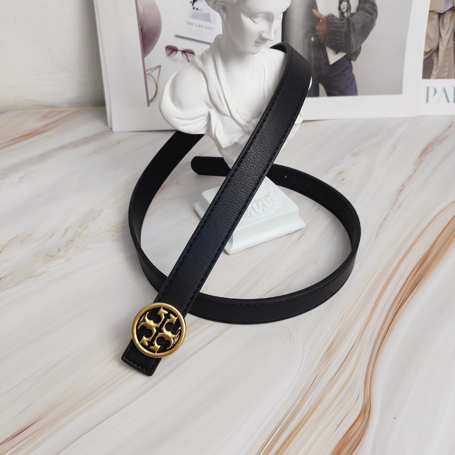 Kalonbd TB letter waist belt-Black(Pre-book) - KALONBD.COM