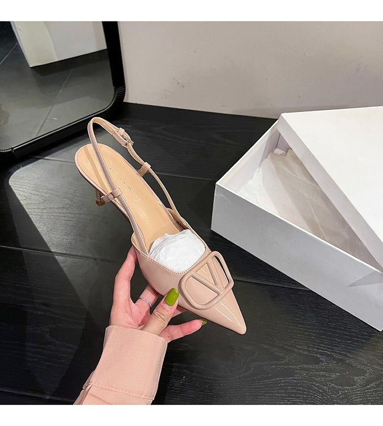 KalonBd pointed Kanglida V-brand heels-Nude color(Pre-book)