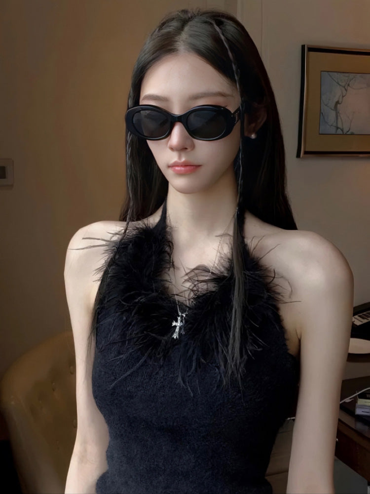 C letter anti-uv sunglass black - KALONBD.COM