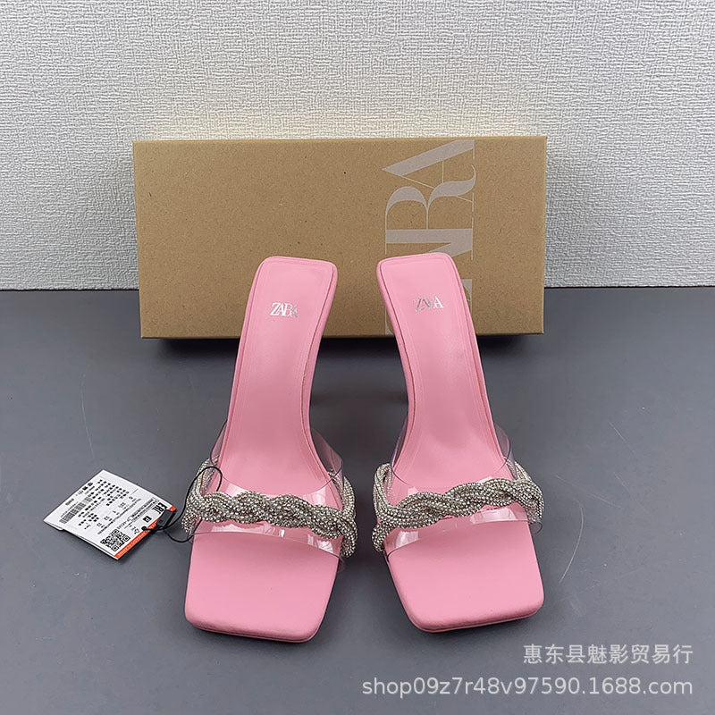 red glossy inlaid French heel(41) - KALONBD.COM