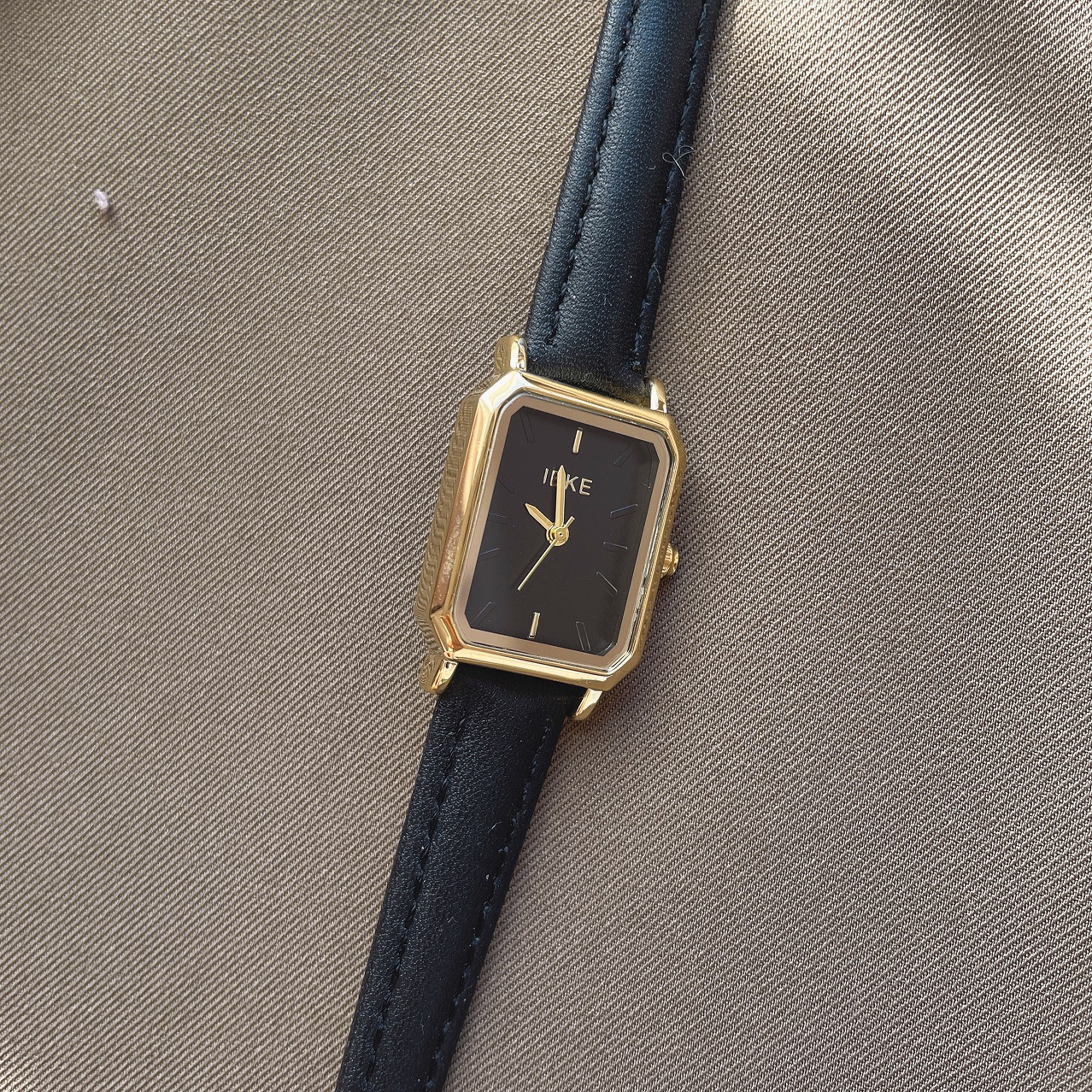 Genuine leather student small square watch-Black(pre-book) - KALONBD.COM