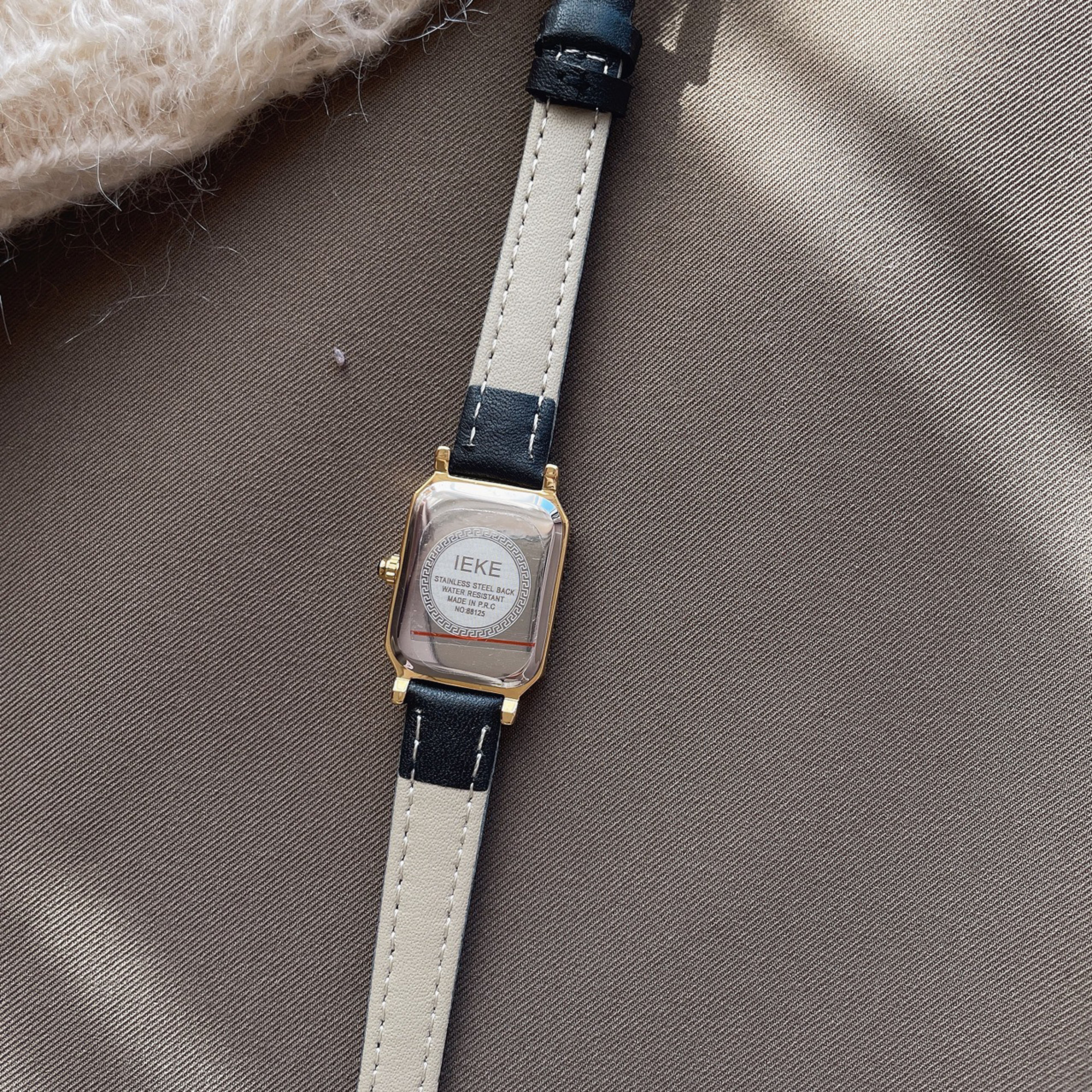 Genuine leather student small square watch-Black(pre-book) - KALONBD.COM