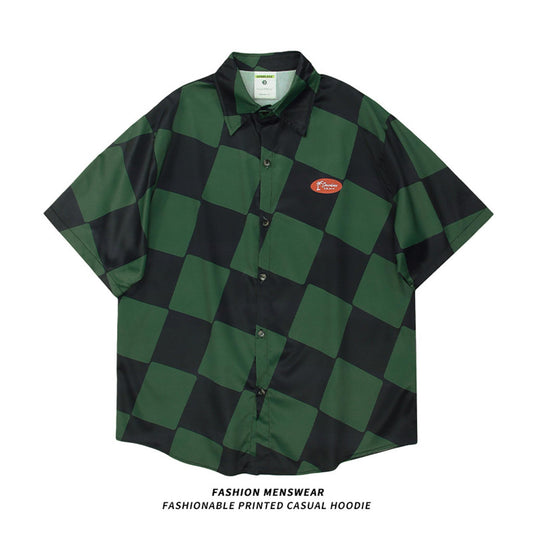 2023 summer checkerboard plaid shirt