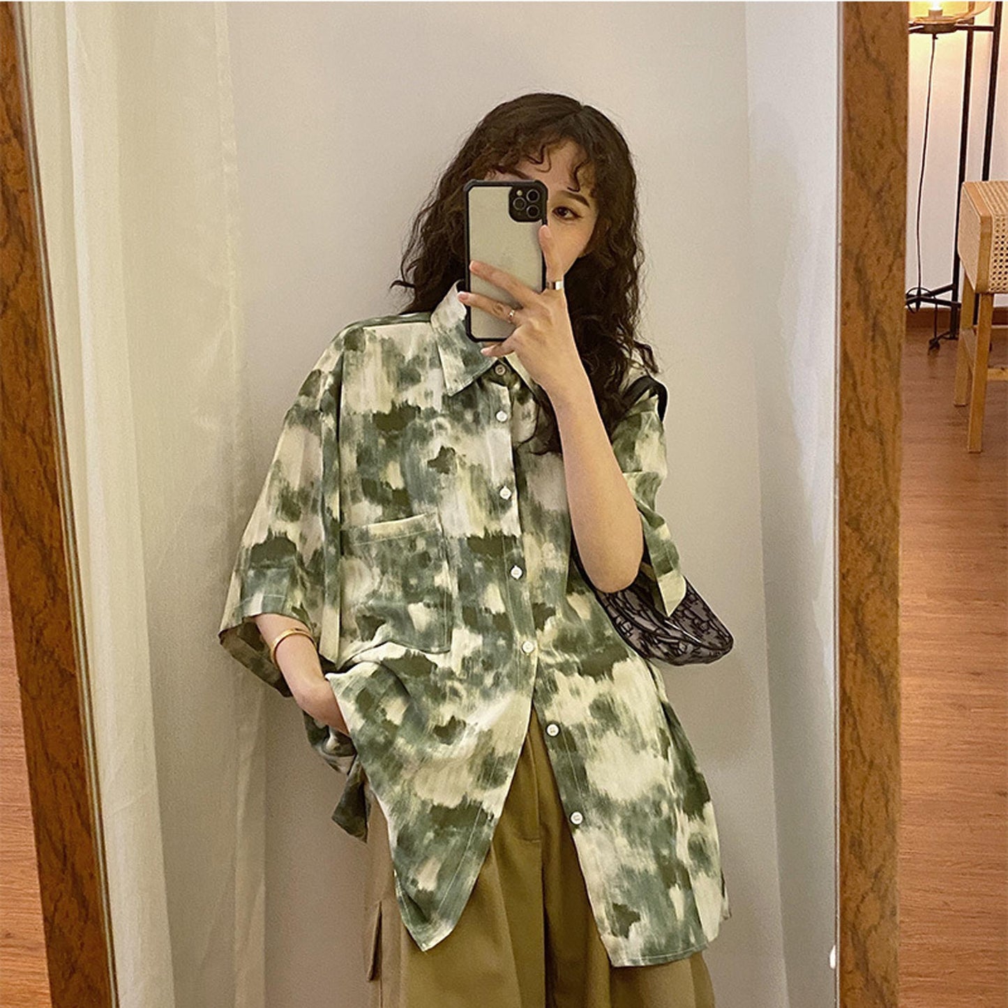 korean style hawaiian  floral shirt