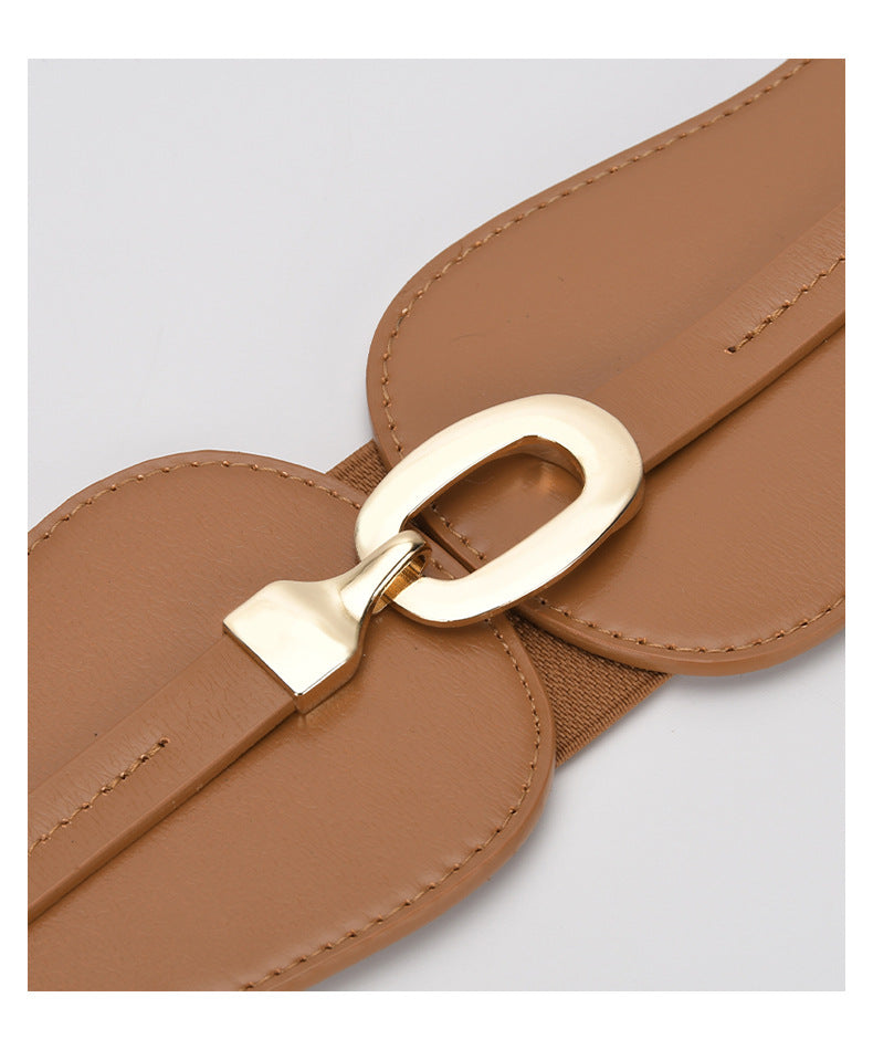 elastic wide gridle belt | brown & black