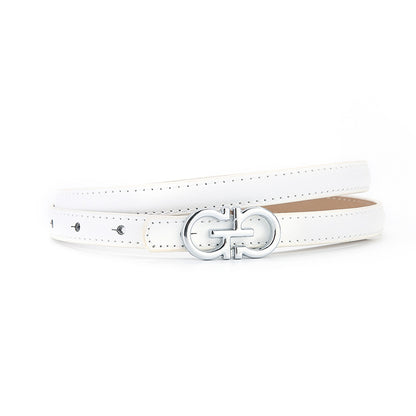 genuine leather designer waist belt-white