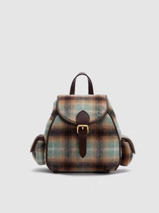 Backpack gradient plaid college bag