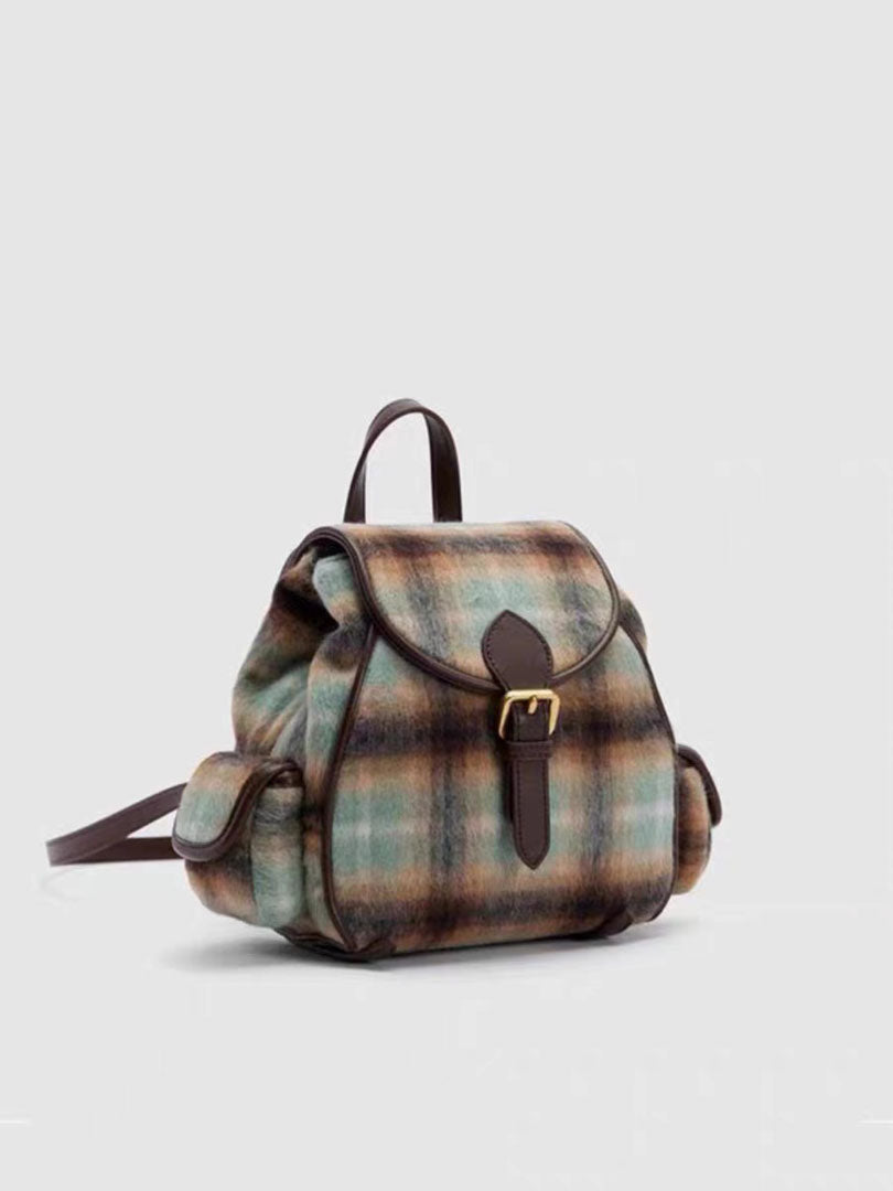 Backpack gradient plaid college bag