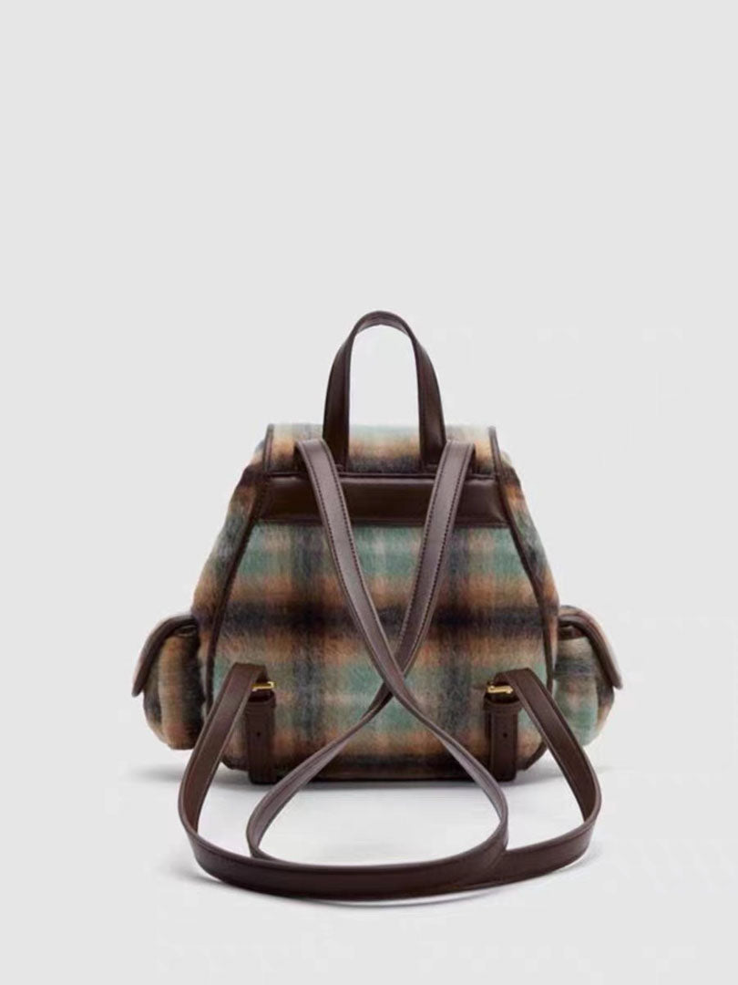 Backpack gradient plaid college bag