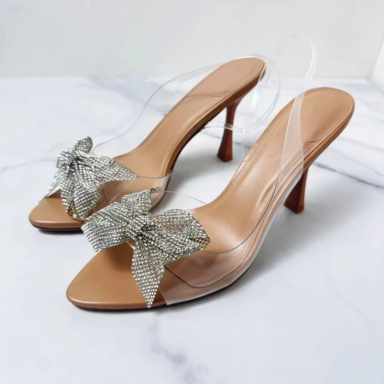 Rhinestone decorated bow heel(40) - KALONBD.COM