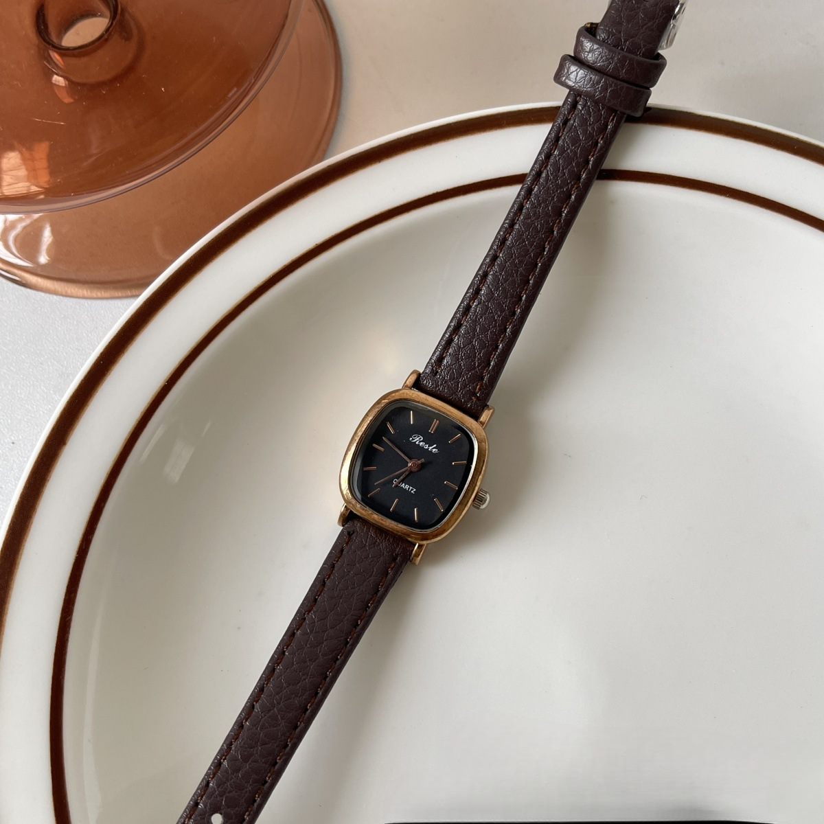 retro brown belt watch