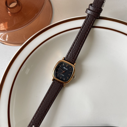 retro brown belt watch