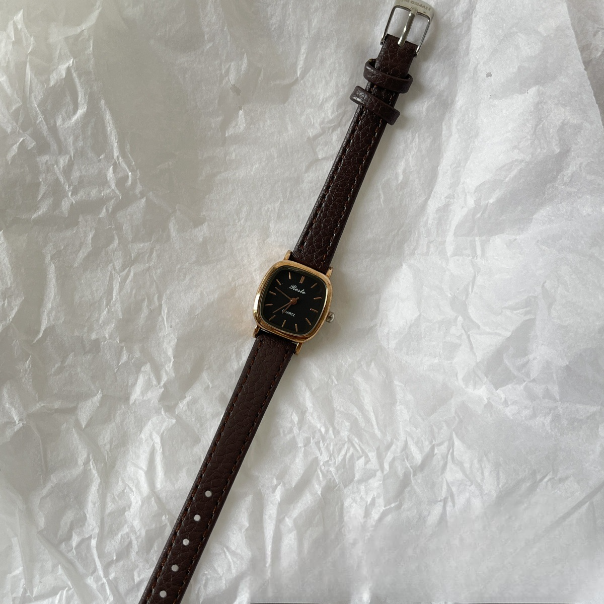 retro brown belt watch