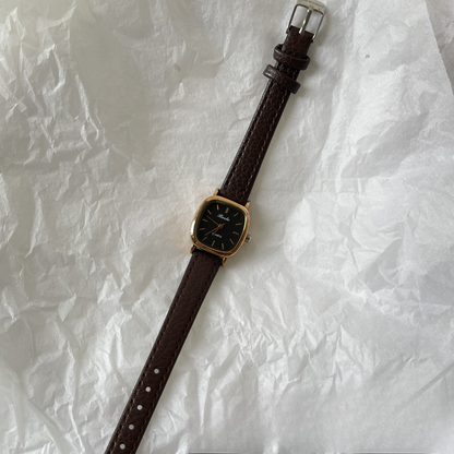 retro brown belt watch