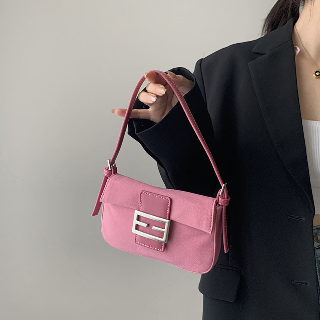 rose pink baguette bag