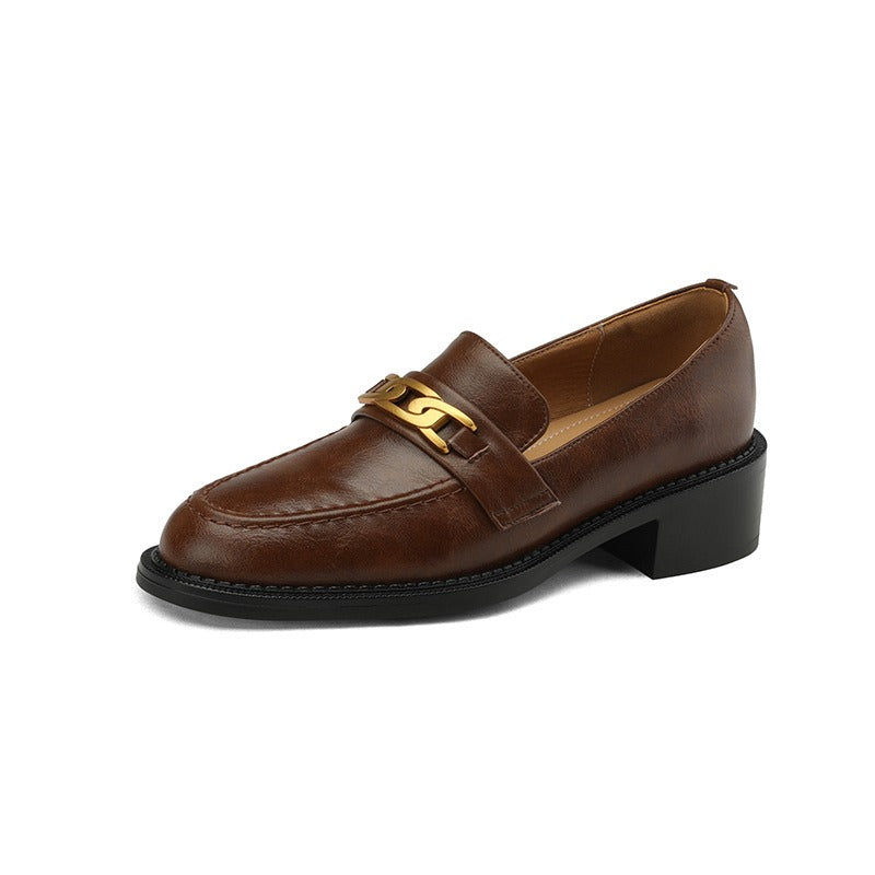 Thick heel metal buckle loafers - KALONBD.COM