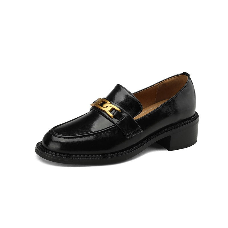 Thick heel metal buckle loafers - KALONBD.COM