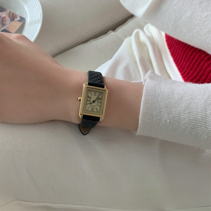 rectangular genuine leather watch