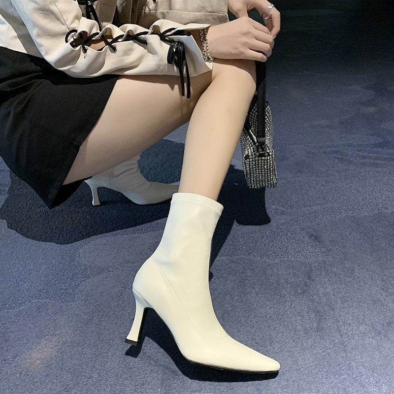 Retro high-heeled small square boots - KALONBD.COM